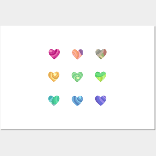 Mini Rainbow Swirl Hearts Sticker Pack Posters and Art